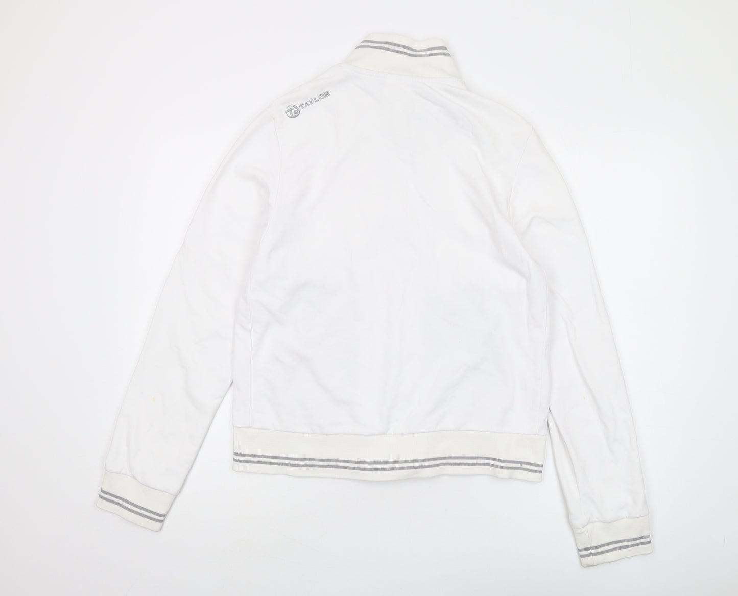 Taylor Full Zip Men's White Hoodie - Small, Mock Neck