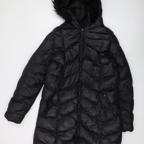 Brave Soul Women's Black Hooded Puffer Jacket Size 14