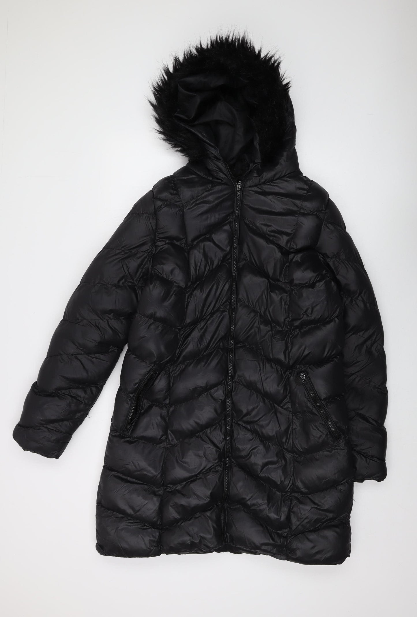 Brave Soul Women's Black Hooded Puffer Jacket Size 14