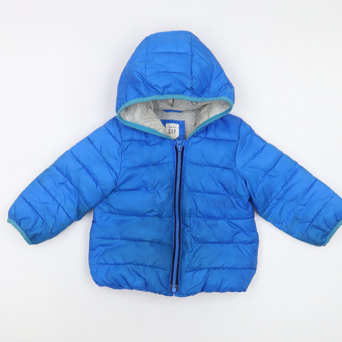 Gap Unisex Baby Blue Puffer Jacket - 18-24 Months