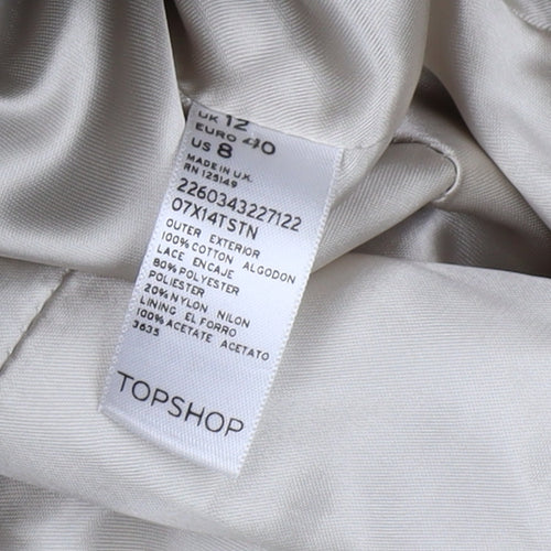 Topshop Women's Beige Floral Trench Coat Size 12