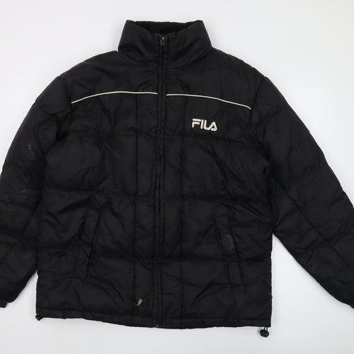 Fila Men's Black Puffer Jacket M Full Zip Lined Sports