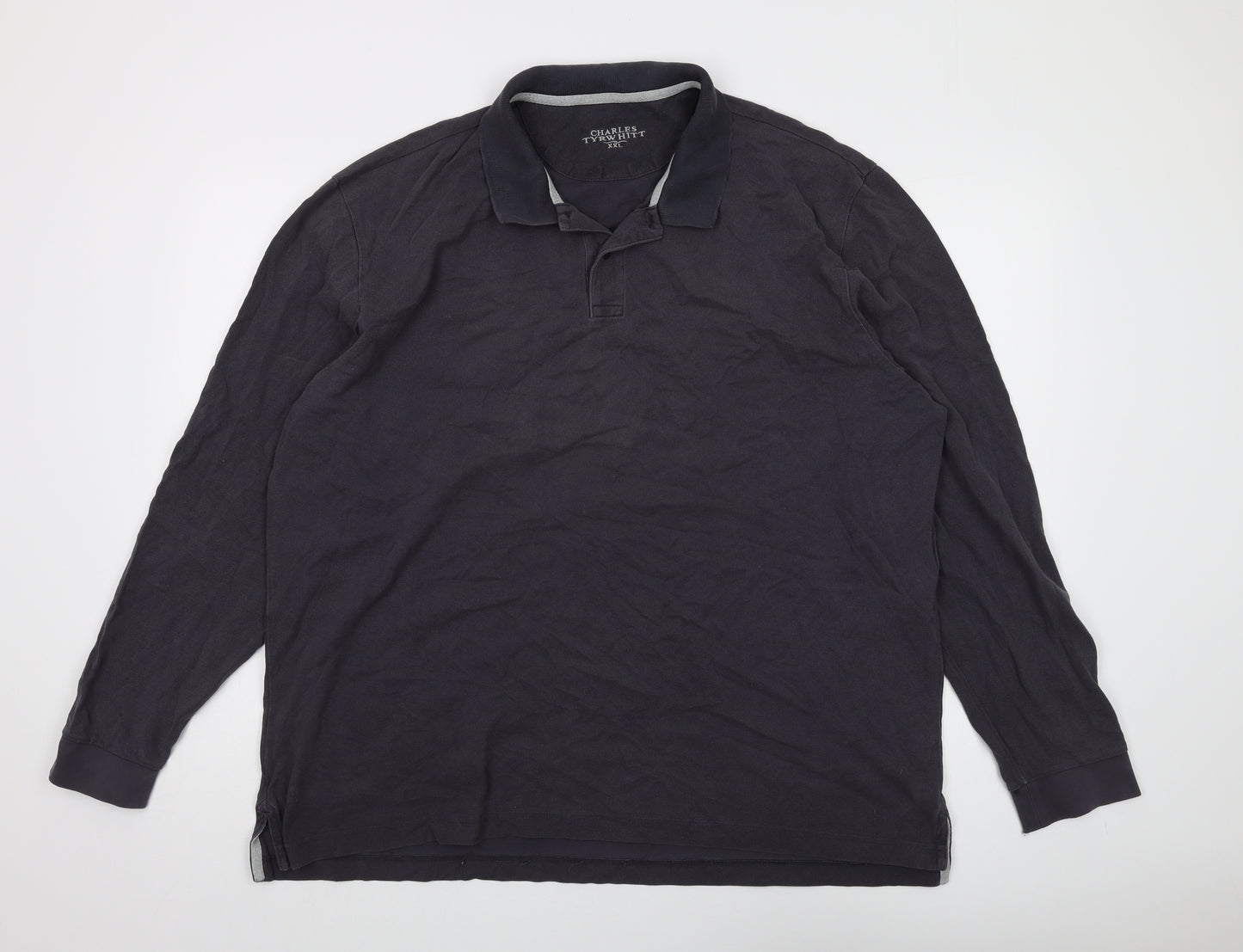 Charles Tyrwhitt Men's Black Long Sleeve Polo 2XL