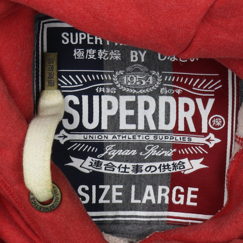 Superdry Men’s Red Pullover Hoodie L - University Style