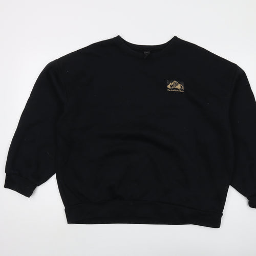 Dazy Unisex Black Graphic Print Pullover Sweatshirt M