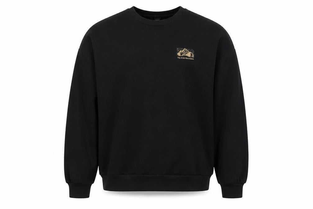 Front view of DAZY unisex black graphic print pullover sweatshirt m