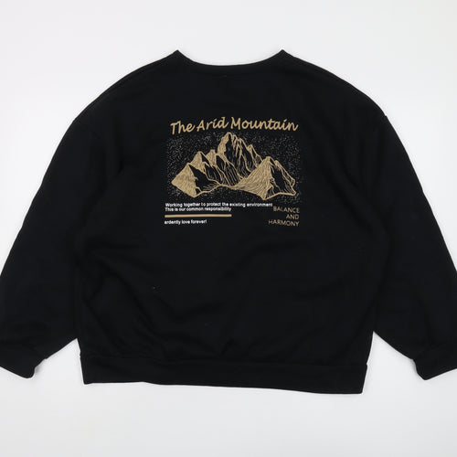 Dazy Unisex Black Graphic Print Pullover Sweatshirt M