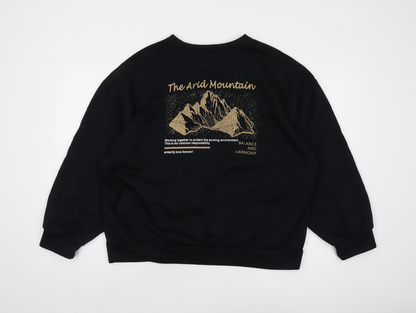 Dazy Unisex Black Graphic Print Pullover Sweatshirt M