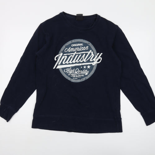 Smog Men's Blue Pullover Sweatshirt L Graphic Print