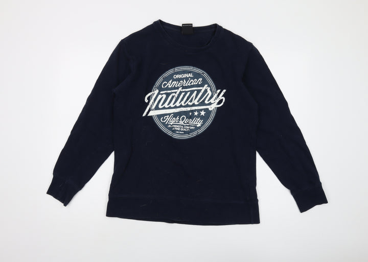 Smog Men's Blue Pullover Sweatshirt L Graphic Print