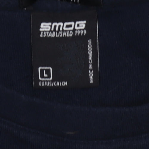 Smog Men's Blue Pullover Sweatshirt L Graphic Print