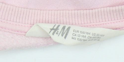 H&M Girls Pink Mickey Mouse Graphic Sweatshirt, Size 12 Years