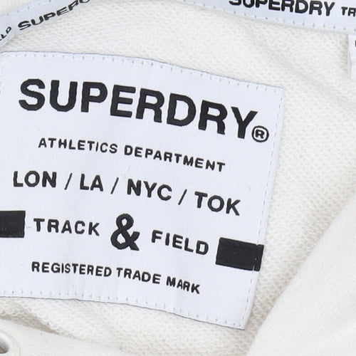 Superdry Women's White Hoodie Size 10 Pullover Graphic