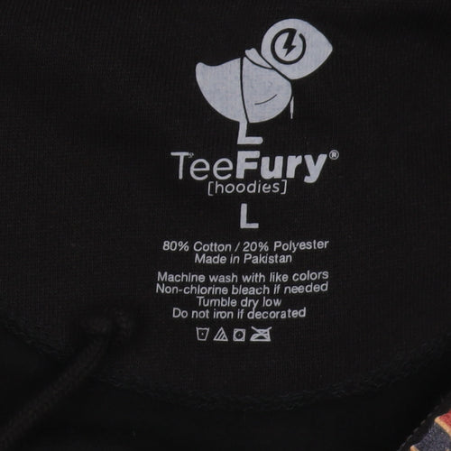 TeeFury Men's Black Hoodie L Full Zip Graphic Print