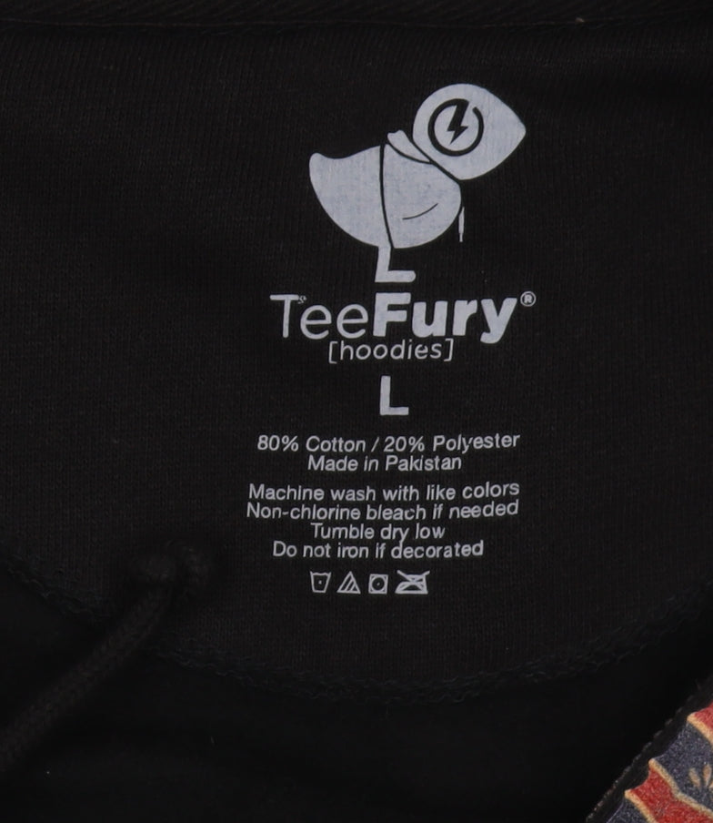 TeeFury Men's Black Hoodie L Full Zip Graphic Print