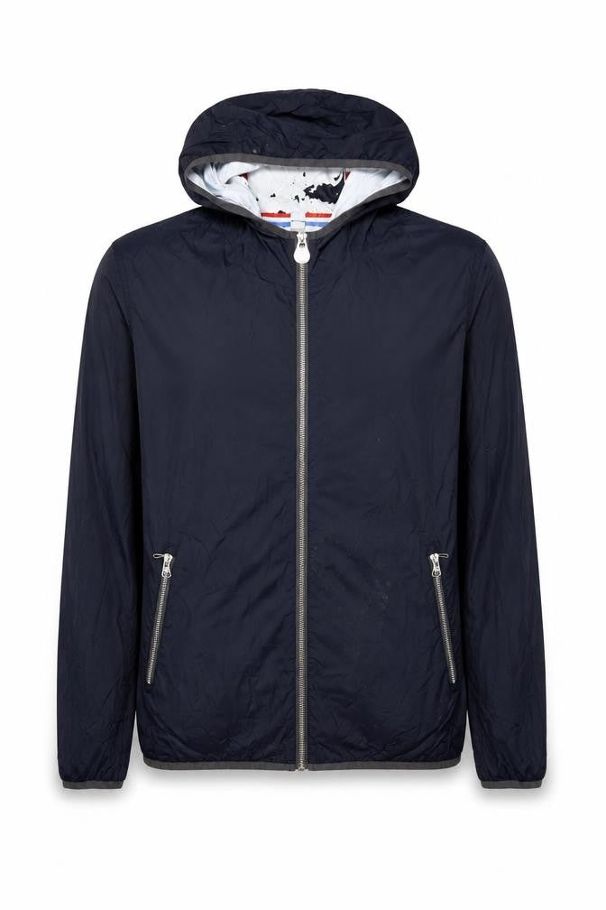 Front view of Colmar Men's Blue Windbreaker Jacket, size 44, Hooded, Casual