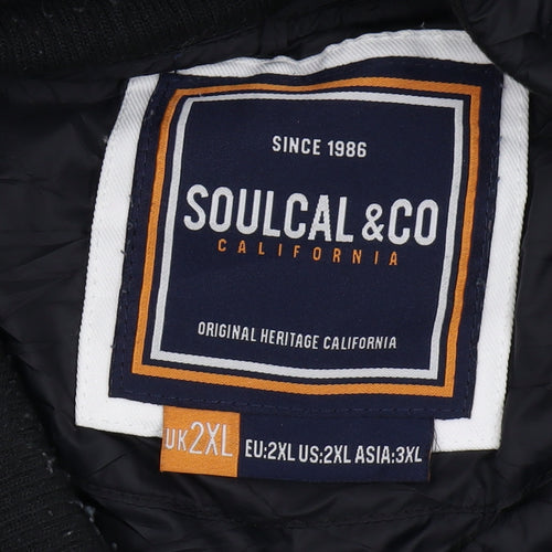 Soulcal & Co Men's Black 2XL Puffer Jacket with Zip