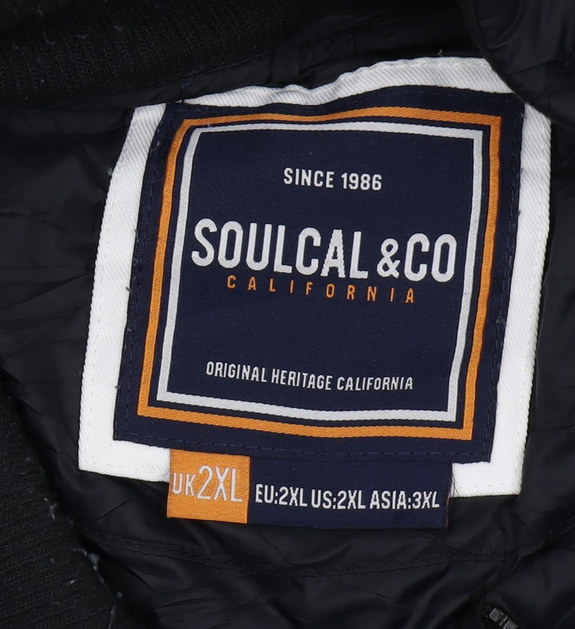 Soulcal & Co Men's Black 2XL Puffer Jacket with Zip