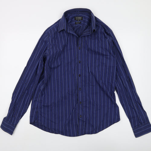 Jeff Banks Men's Blue Striped Long Sleeve Shirt