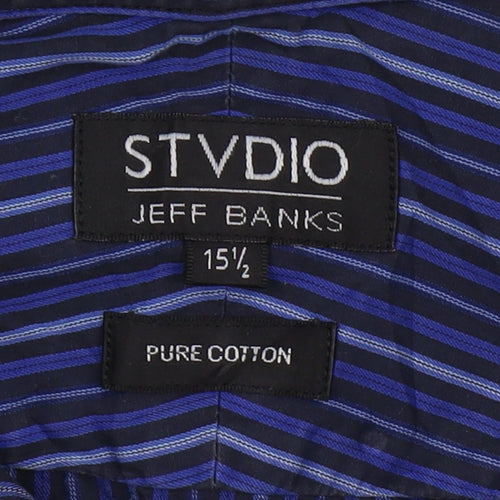 Jeff Banks Men's Blue Striped Long Sleeve Shirt
