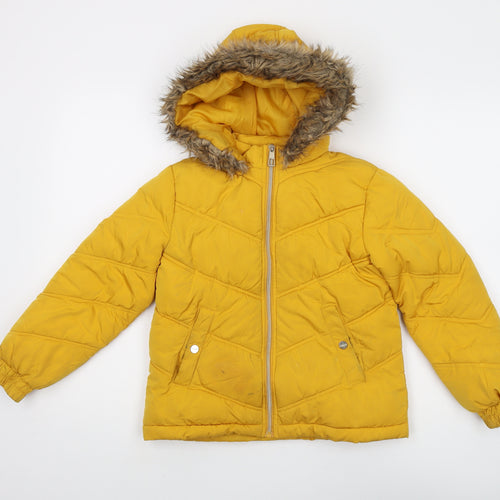 Lipsy Yellow Girls' Puffer Jacket 9 Years Hooded Coat