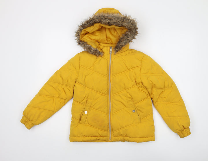 Lipsy Yellow Girls' Puffer Jacket 9 Years Hooded Coat