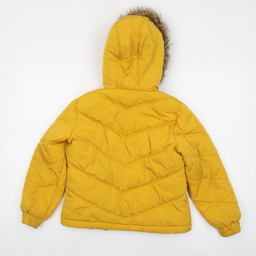 Lipsy Yellow Girls' Puffer Jacket 9 Years Hooded Coat