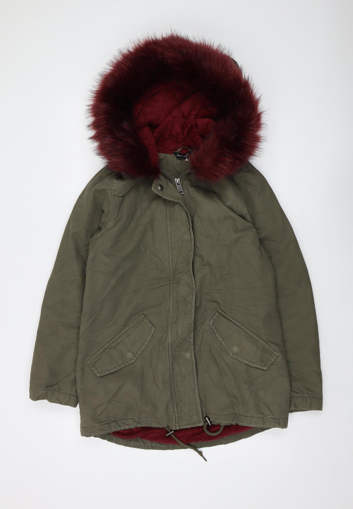 New Look Women's Green Parka Jacket, Size 8, Hooded