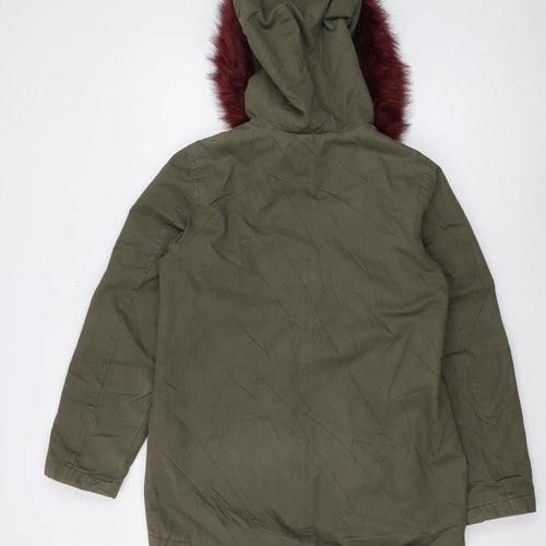 New Look Women's Green Parka Jacket, Size 8, Hooded