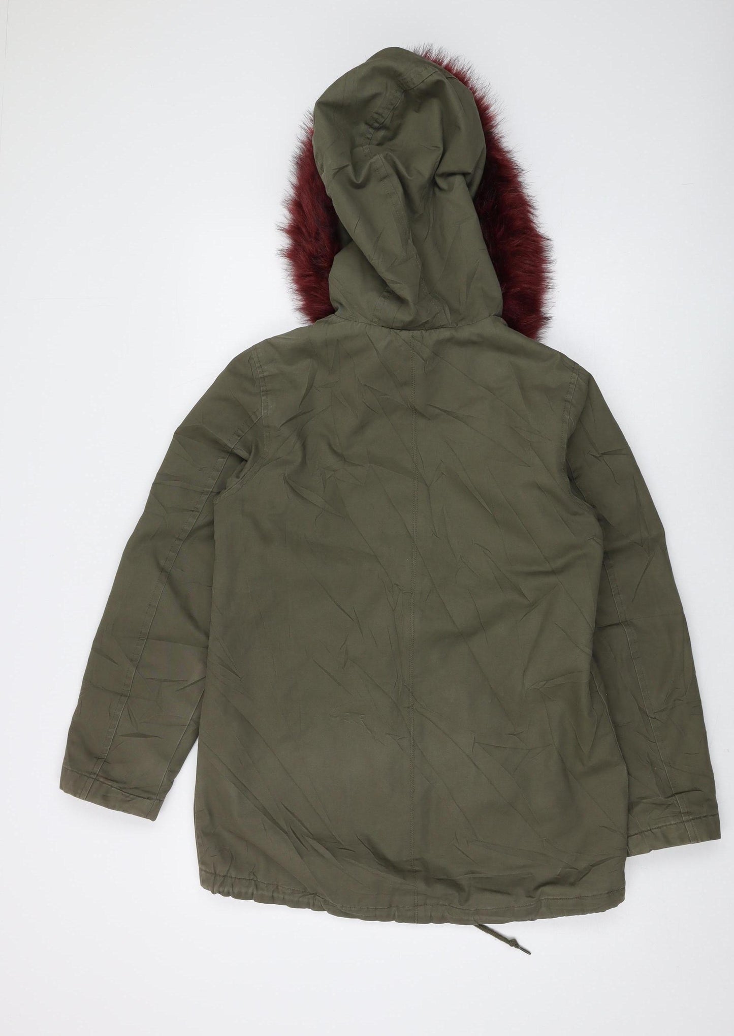New Look Women's Green Parka Jacket, Size 8, Hooded