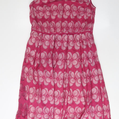 Laura Ashley Women's Pink Floral Knee Length Dress