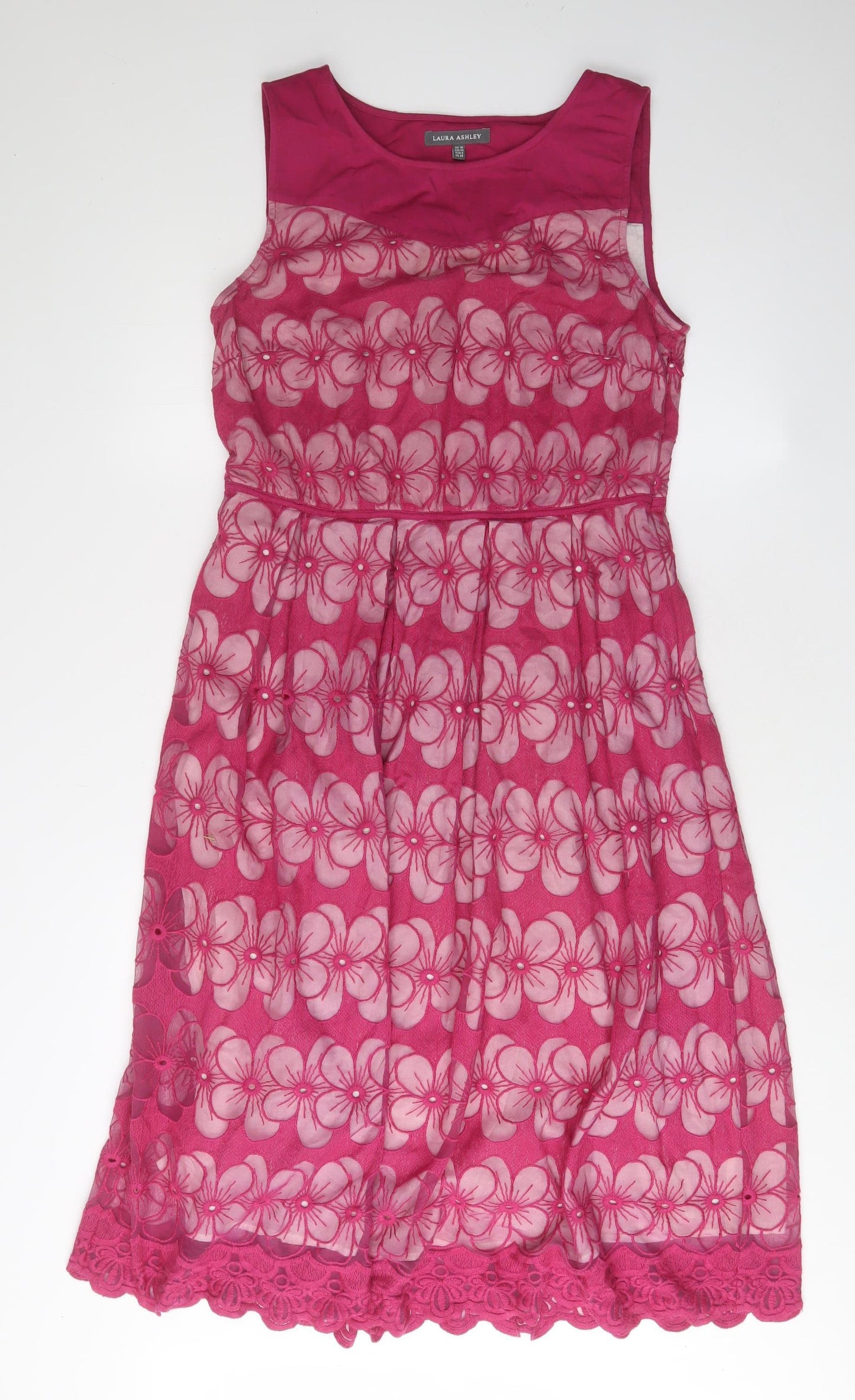 Laura Ashley Women's Pink Floral Knee Length Dress