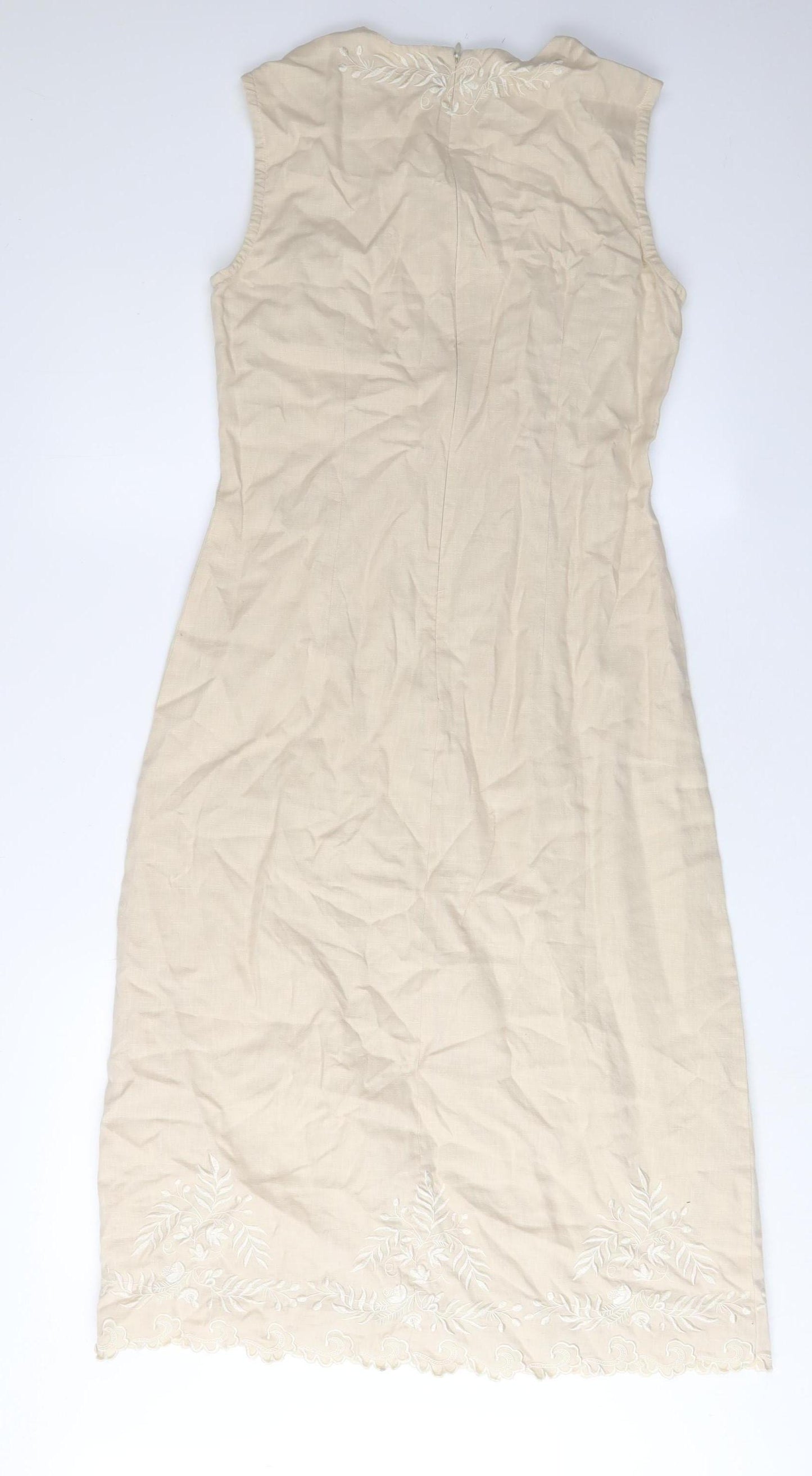 Laura Ashley Women's Beige Sleeveless Dress Size 10