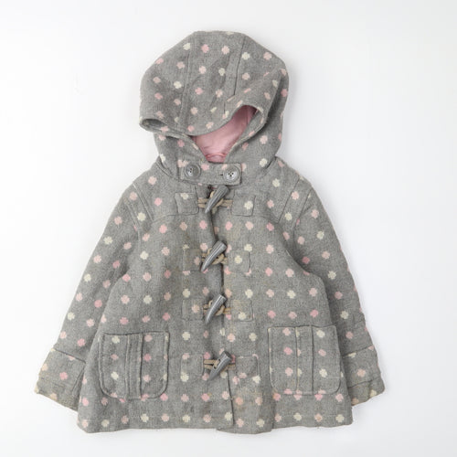 Next Girls Grey Polka Dot Duffle Coat, 1-2 Years, Autumn/Winter