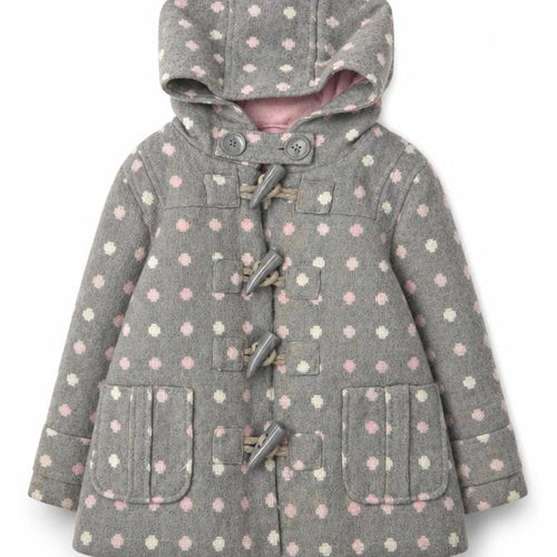Next Girls Grey Polka Dot Duffle Coat, 1-2 Years, Autumn/Winter