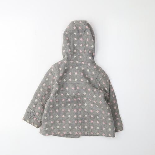 Next Girls Grey Polka Dot Duffle Coat, 1-2 Years, Autumn/Winter