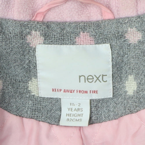 Next Girls Grey Polka Dot Duffle Coat, 1-2 Years, Autumn/Winter