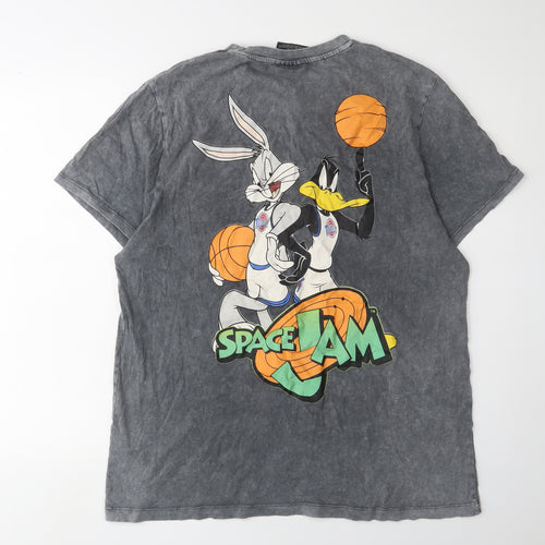 Space Jam Men's Grey Graphic T-Shirt - Medium