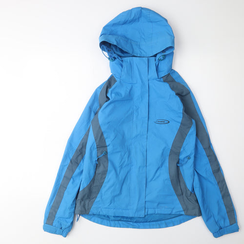 Mountainlife Women's Blue Rain Coat Size 8 Hooded Jacket
