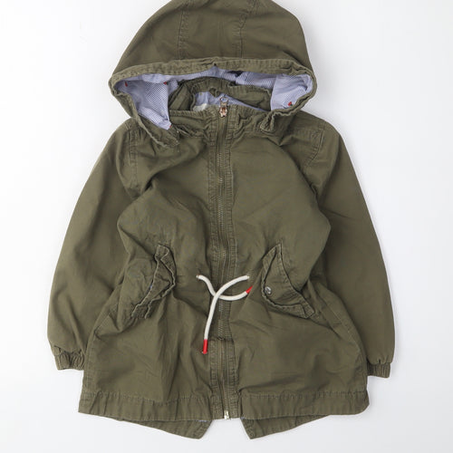 L.O.G.G. Girls' Green Parka Coat, 5-6 Years, Hooded Canvas