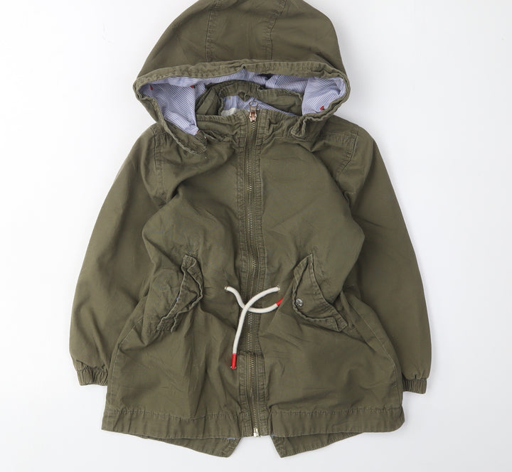 L.O.G.G. Girls' Green Parka Coat, 5-6 Years, Hooded Canvas