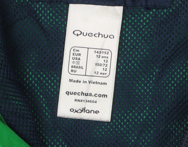 Quechua Boys Green Hooded Windbreaker Jacket 12 Years