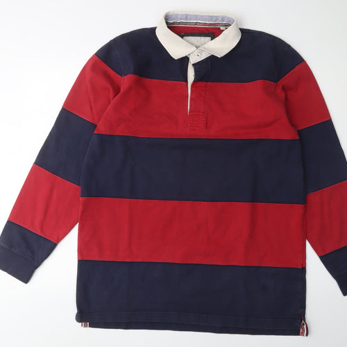 Debenhams Men's Polo Red Blue Striped Medium