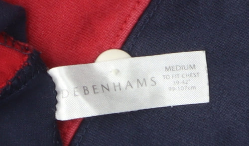 Debenhams Men's Polo Red Blue Striped Medium