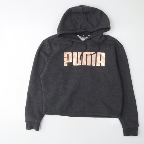 Puma Women's Grey Pullover Hoodie, XS, Logo Accents
