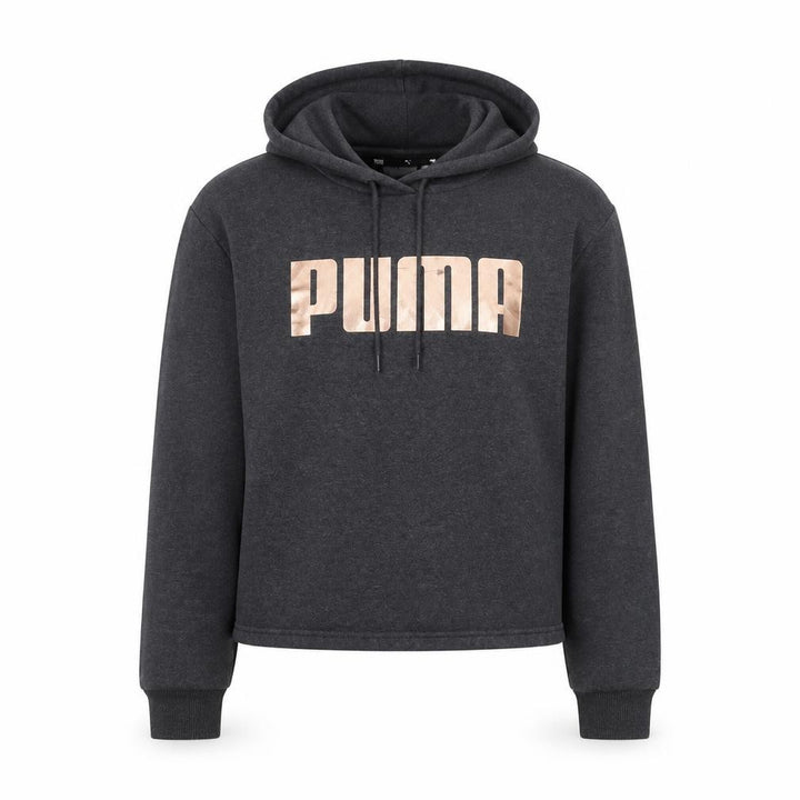 Puma Women's Grey Pullover Hoodie, XS, Logo Accents