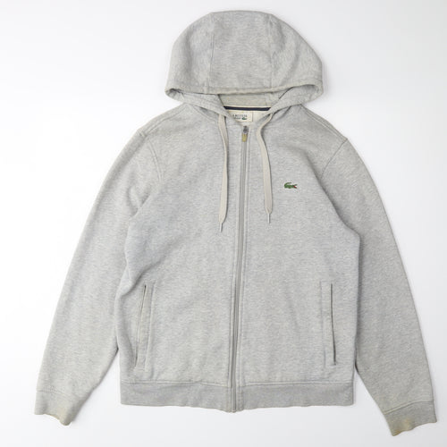 Lacoste Sport Men’s Grey Hoodie, Size M, Full Zip, Logo Accent