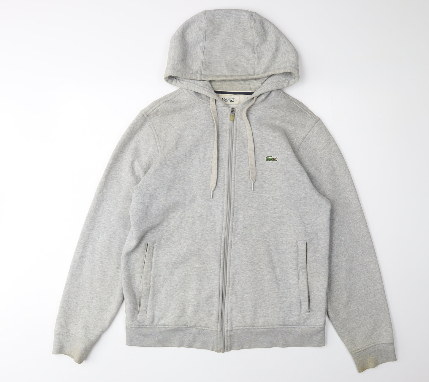 Lacoste Sport Men’s Grey Hoodie, Size M, Full Zip, Logo Accent