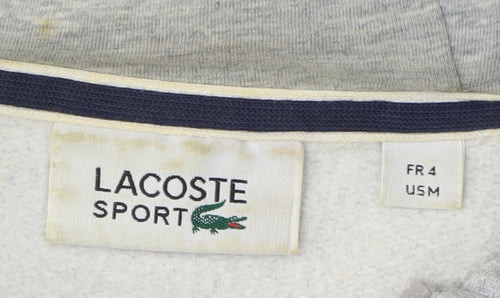 Lacoste Sport Men’s Grey Hoodie, Size M, Full Zip, Logo Accent