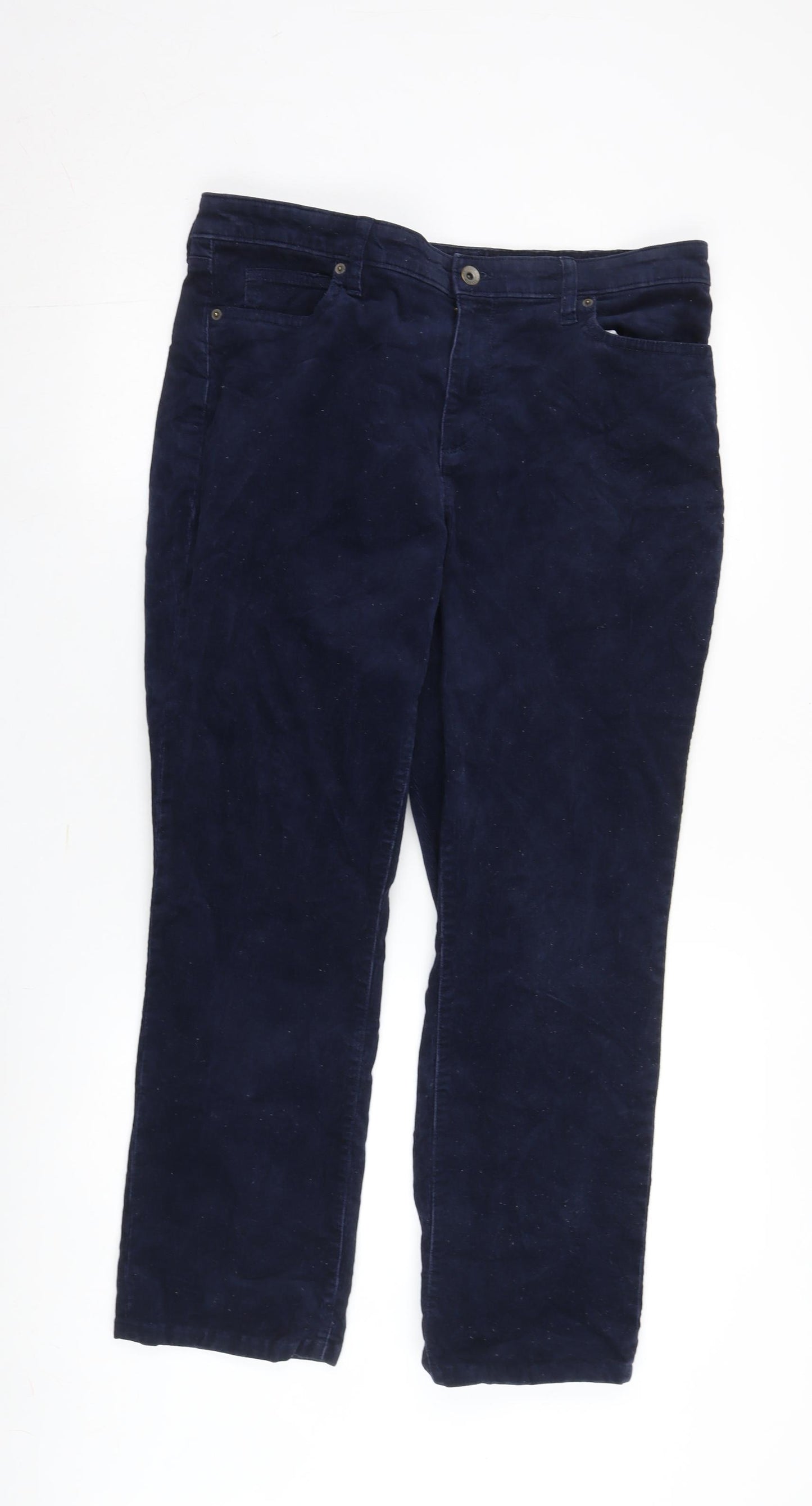 Women's Blue Straight Leg Corduroy Trousers Size 18